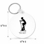 מחזיק מפתחות בצורת עיגול בעיצוב אישי עם השם שלך בעיצוב אימון ספינינג - אישה גודל המחזיק 5 × 5 ס"מ