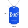 שרשרת דיסקיט מאלומיניום בעיצוב אישי עם השם שלך בעיצוב נוסחת אלברט איינשטיין גודל הדיסקיט 2.9 × 5 ס"מ