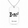 שרשרת דיסקיט מאלומיניום בעיצוב אישי עם השם שלך בעיצוב נוסחת אלברט איינשטיין גודל הדיסקיט 2.9 × 5 ס"מ
