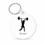 מחזיק מפתחות בצורת עיגול בעיצוב אישי עם השם שלך בעיצוב הרמת משקולות גודל המחזיק 5 × 5 ס"מ