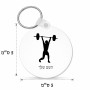 מחזיק מפתחות בצורת עיגול בעיצוב אישי עם השם שלך בעיצוב הרמת משקולות גודל המחזיק 5 × 5 ס"מ