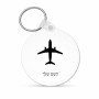 מחזיק מפתחות בצורת עיגול בעיצוב אישי עם השם שלך בעיצוב טייס - טייס גודל המחזיק 5 × 5 ס"מ