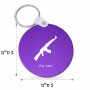 מחזיק מפתחות בצורת עיגול בעיצוב אישי עם השם שלך בעיצוב אק 47 גודל המחזיק 5 × 5 ס"מ
