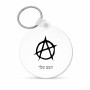 מחזיק מפתחות בצורת עיגול בעיצוב אישי עם השם שלך בעיצוב אנרכיה גודל המחזיק 5 × 5 ס"מ
