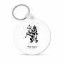 מחזיק מפתחות בצורת עיגול בעיצוב אישי עם השם שלך בעיצוב אריה גודל המחזיק 5 × 5 ס"מ