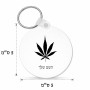 מחזיק מפתחות בצורת עיגול בעיצוב אישי עם השם שלך בעיצוב עלה מריחואנה - גראס גודל המחזיק 5 × 5 ס"מ