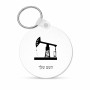 מחזיק מפתחות בצורת עיגול בעיצוב אישי עם השם שלך בעיצוב באר נפט גודל המחזיק 5 × 5 ס"מ