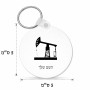 מחזיק מפתחות בצורת עיגול בעיצוב אישי עם השם שלך בעיצוב באר נפט גודל המחזיק 5 × 5 ס"מ