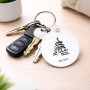 מחזיק מפתחות בצורת עיגול בעיצוב אישי עם השם שלך בעיצוב פגודה - יפן גודל המחזיק 5 × 5 ס"מ