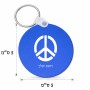 מחזיק מפתחות בצורת עיגול בעיצוב אישי עם השם שלך בעיצוב סמל השלום גודל המחזיק 5 × 5 ס"מ