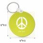 מחזיק מפתחות בצורת עיגול בעיצוב אישי עם השם שלך בעיצוב סמל השלום גודל המחזיק 5 × 5 ס"מ