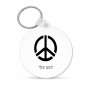 מחזיק מפתחות בצורת עיגול בעיצוב אישי עם השם שלך בעיצוב סמל השלום גודל המחזיק 5 × 5 ס"מ