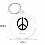 מחזיק מפתחות בצורת עיגול בעיצוב אישי עם השם שלך בעיצוב סמל השלום גודל המחזיק 5 × 5 ס"מ