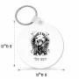 מחזיק מפתחות בצורת עיגול בעיצוב אישי עם השם שלך בעיצוב רוקנרול גודל המחזיק 5 × 5 ס"מ