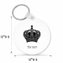 מחזיק מפתחות בצורת עיגול בעיצוב אישי עם השם שלך בעיצוב כתר מלכותי גודל המחזיק 5 × 5 ס"מ