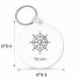 מחזיק מפתחות בצורת עיגול בעיצוב אישי עם השם שלך בעיצוב הגה - קפטן - ים גודל המחזיק 5 × 5 ס"מ