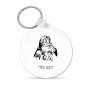 מחזיק מפתחות בצורת עיגול בעיצוב אישי עם השם שלך בעיצוב סנטה קלאוס גודל המחזיק 5 × 5 ס"מ
