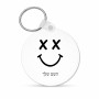 מחזיק מפתחות בצורת עיגול בעיצוב אישי עם השם שלך בעיצוב סמיילי גודל המחזיק 5 × 5 ס"מ