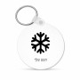 מחזיק מפתחות בצורת עיגול בעיצוב אישי עם השם שלך בעיצוב שלג גודל המחזיק 5 × 5 ס"מ