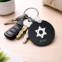 מחזיק מפתחות בצורת עיגול בעיצוב אישי עם השם שלך בעיצוב מגן דוד - מגן דוד - ישראל גודל המחזיק 5 × 5 ס"מ