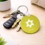 מחזיק מפתחות בצורת עיגול בעיצוב אישי עם השם שלך בעיצוב מגן דוד - מגן דוד - ישראל גודל המחזיק 5 × 5 ס"מ