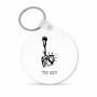 מחזיק מפתחות בצורת עיגול בעיצוב אישי עם השם שלך בעיצוב פסל החירות גודל המחזיק 5 × 5 ס"מ