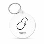 מחזיק מפתחות בצורת עיגול בעיצוב אישי עם השם שלך בעיצוב סטטוסקופ רופא גודל המחזיק 5 × 5 ס"מ