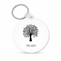 מחזיק מפתחות בצורת עיגול בעיצוב אישי עם השם שלך בעיצוב עץ גודל המחזיק 5 × 5 ס"מ