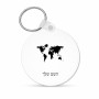 מחזיק מפתחות בצורת עיגול בעיצוב אישי עם השם שלך בעיצוב מפת העולם גודל המחזיק 5 × 5 ס"מ