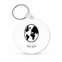 מחזיק מפתחות בצורת עיגול בעיצוב אישי עם השם שלך בעיצוב עולם גודל המחזיק 5 × 5 ס"מ