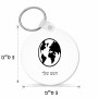 מחזיק מפתחות בצורת עיגול בעיצוב אישי עם השם שלך בעיצוב עולם גודל המחזיק 5 × 5 ס"מ