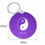 מחזיק מפתחות בצורת עיגול בעיצוב אישי עם השם שלך בעיצוב סמל יינג יאנג גודל המחזיק 5 × 5 ס"מ