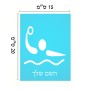 שלט אלומיניום קטן לחדר בעיצוב אישי עם השם שלך בעיצוב כדור מים אולימפי גודל השלט 15 × 20 ס"מ.