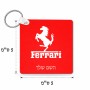 מחזיק מפתחות בצורת ריבוע בעיצוב אישי עם השם שלך בעיצוב פרארי גודל המחזיק 5 × 5 ס"מ