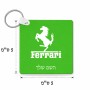 מחזיק מפתחות בצורת ריבוע בעיצוב אישי עם השם שלך בעיצוב פרארי גודל המחזיק 5 × 5 ס"מ