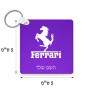 מחזיק מפתחות בצורת ריבוע בעיצוב אישי עם השם שלך בעיצוב פרארי גודל המחזיק 5 × 5 ס"מ