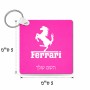 מחזיק מפתחות בצורת ריבוע בעיצוב אישי עם השם שלך בעיצוב פרארי גודל המחזיק 5 × 5 ס"מ