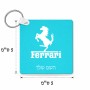 מחזיק מפתחות בצורת ריבוע בעיצוב אישי עם השם שלך בעיצוב פרארי גודל המחזיק 5 × 5 ס"מ