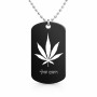 שרשרת דיסקיט מאלומיניום בעיצוב אישי עם השם שלך בעיצוב עלה מריחואנה - גראס גודל הדיסקיט 2.9 × 5 ס"מ