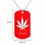 שרשרת דיסקיט מאלומיניום בעיצוב אישי עם השם שלך בעיצוב עלה מריחואנה - גראס גודל הדיסקיט 2.9 × 5 ס"מ