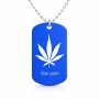 שרשרת דיסקיט מאלומיניום בעיצוב אישי עם השם שלך בעיצוב עלה מריחואנה - גראס גודל הדיסקיט 2.9 × 5 ס"מ