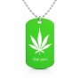שרשרת דיסקיט מאלומיניום בעיצוב אישי עם השם שלך בעיצוב עלה מריחואנה - גראס גודל הדיסקיט 2.9 × 5 ס"מ