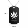 שרשרת דיסקיט מאלומיניום בעיצוב אישי עם השם שלך בעיצוב עלה מריחואנה - גראס גודל הדיסקיט 2.9 × 5 ס"מ