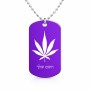 שרשרת דיסקיט מאלומיניום בעיצוב אישי עם השם שלך בעיצוב עלה מריחואנה - גראס גודל הדיסקיט 2.9 × 5 ס"מ