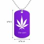 שרשרת דיסקיט מאלומיניום בעיצוב אישי עם השם שלך בעיצוב עלה מריחואנה - גראס גודל הדיסקיט 2.9 × 5 ס"מ