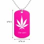 שרשרת דיסקיט מאלומיניום בעיצוב אישי עם השם שלך בעיצוב עלה מריחואנה - גראס גודל הדיסקיט 2.9 × 5 ס"מ