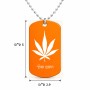 שרשרת דיסקיט מאלומיניום בעיצוב אישי עם השם שלך בעיצוב עלה מריחואנה - גראס גודל הדיסקיט 2.9 × 5 ס"מ