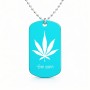 שרשרת דיסקיט מאלומיניום בעיצוב אישי עם השם שלך בעיצוב עלה מריחואנה - גראס גודל הדיסקיט 2.9 × 5 ס"מ