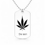 שרשרת דיסקיט מאלומיניום בעיצוב אישי עם השם שלך בעיצוב עלה מריחואנה - גראס גודל הדיסקיט 2.9 × 5 ס"מ