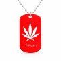שרשרת דיסקיט מאלומיניום בעיצוב אישי עם השם שלך בעיצוב עלה מריחואנה - גראס גודל הדיסקיט 2.9 × 5 ס"מ